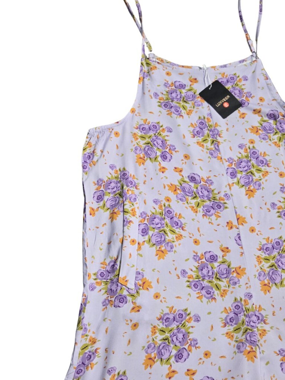 NWT | Purple Lavender Floral Wide Leg Spaghetti Strap Romper Jumpsuit | XLarge - Picture 3 of 10